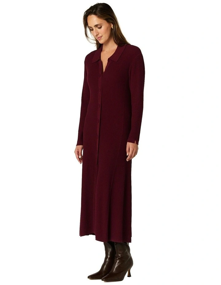 Everleigh Rib Knit Dress in Burgundy image 3