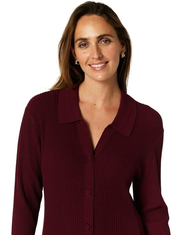 Everleigh Rib Knit Dress in Burgundy image 4