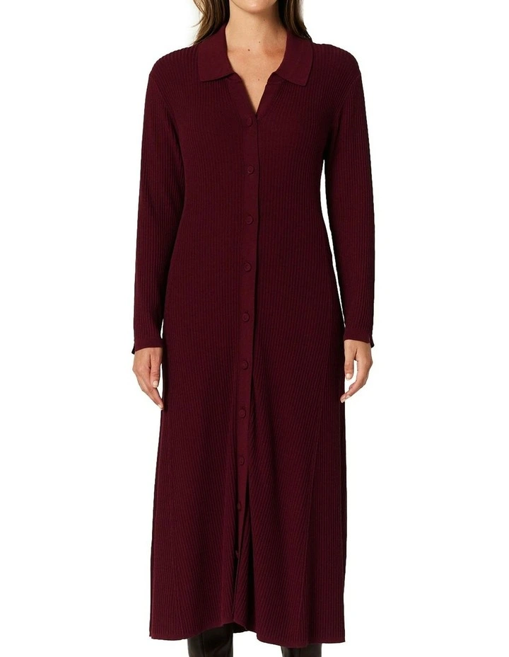 Everleigh Rib Knit Dress in Burgundy image 6
