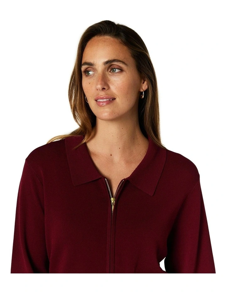 Juniper Zip Cardigan in Wine image 4
