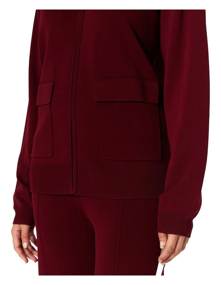 Juniper Zip Cardigan in Wine image 5