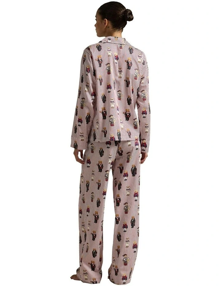 Madison Polo Bear Cotton Long Sleeve Pyjama Set in Bear Red image 2