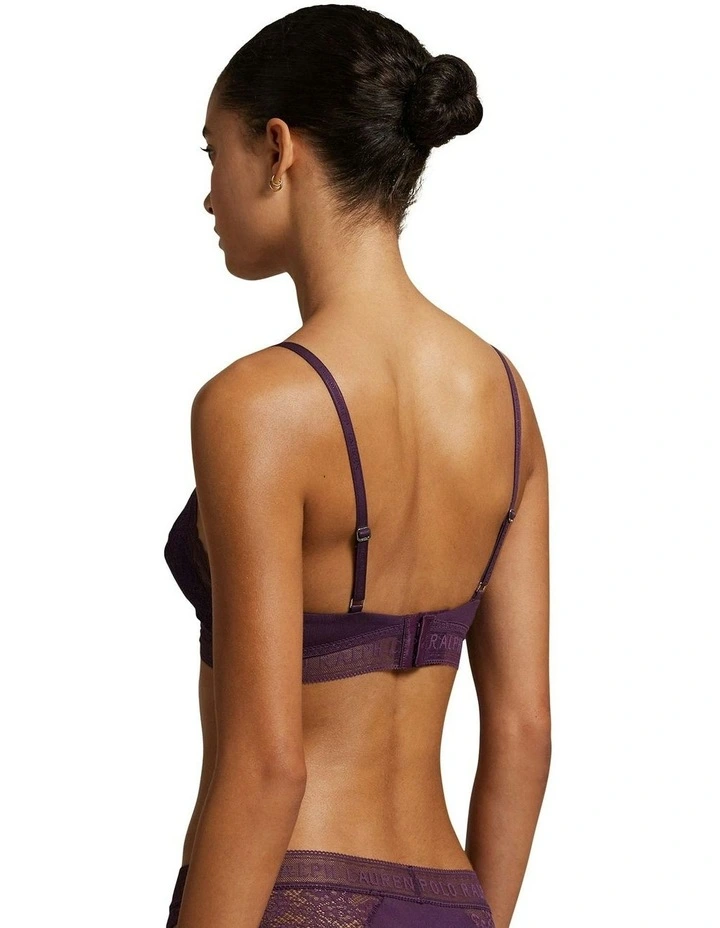 Love Collection Unpadded Triangle Lace Bralette in Aubergine image 4