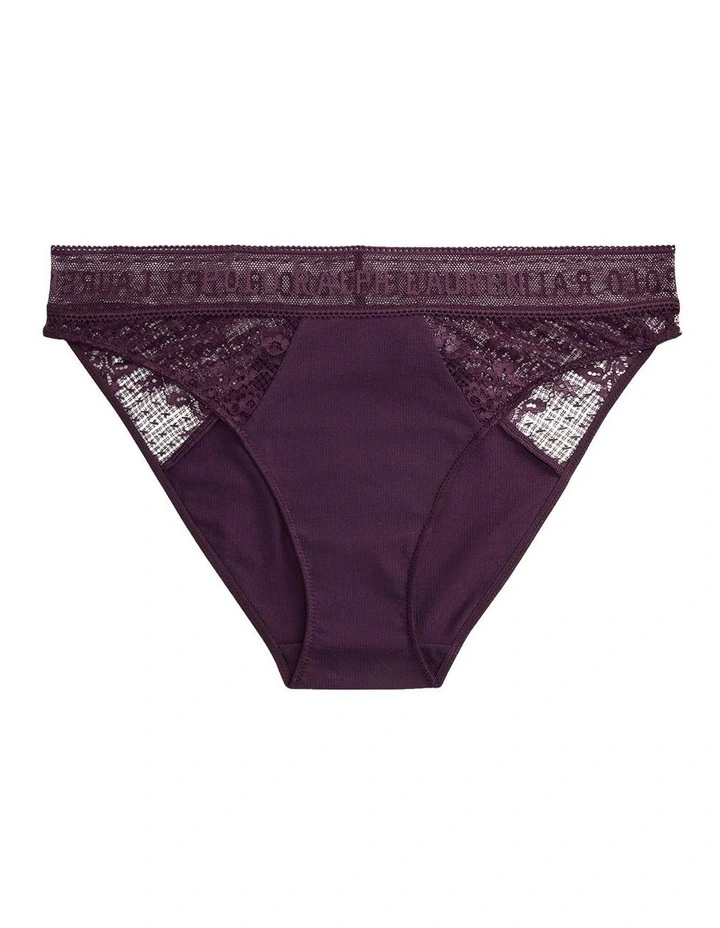 Love Collection Cotton & Lace Bikini Brief in Aubergine image 5