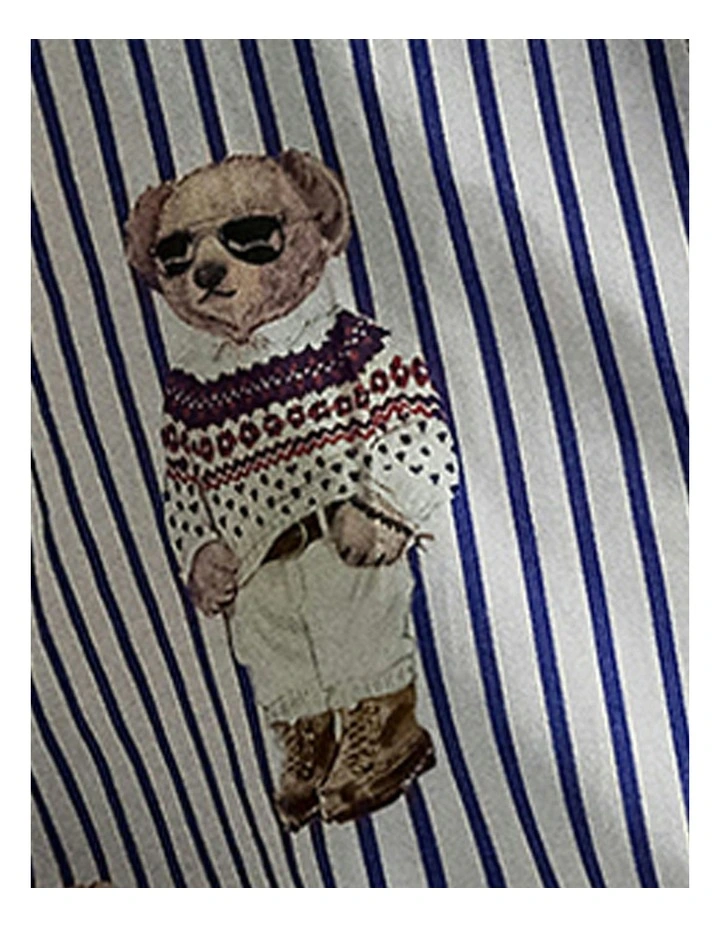 Madison Polo Bear Cotton Long Sleeve Pyjama Set in Snowfall Blue image 7