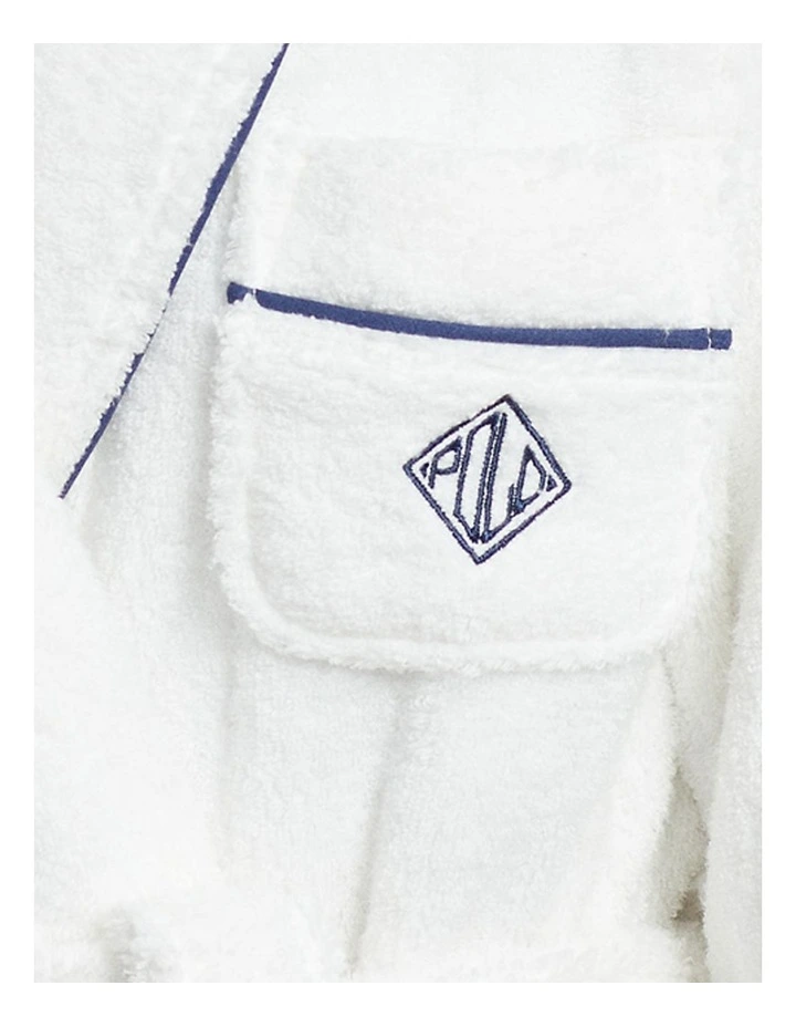 Essentials Shawl Collar Belted Cotton Terry Robe in White Cloud image 6