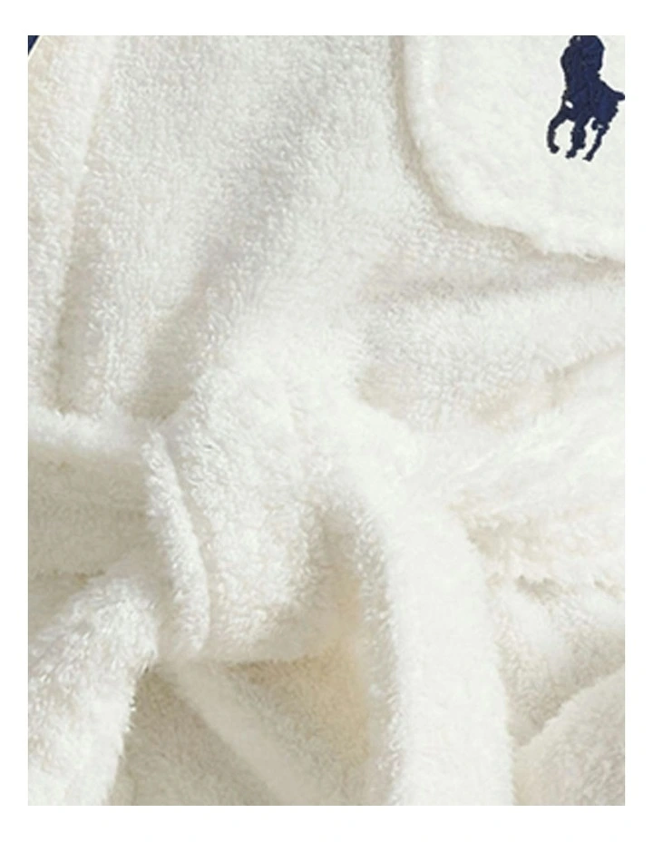 Essentials Shawl Collar Belted Cotton Terry Robe in White Cloud image 6