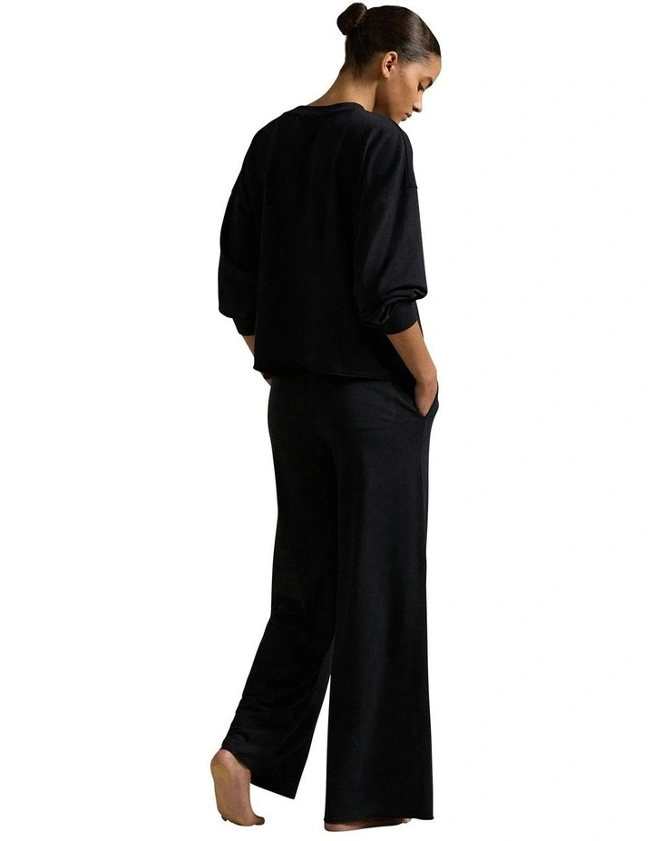 Club Terry Long Sleeve Cotton Jersey Pyjama Set in Polo Black image 2