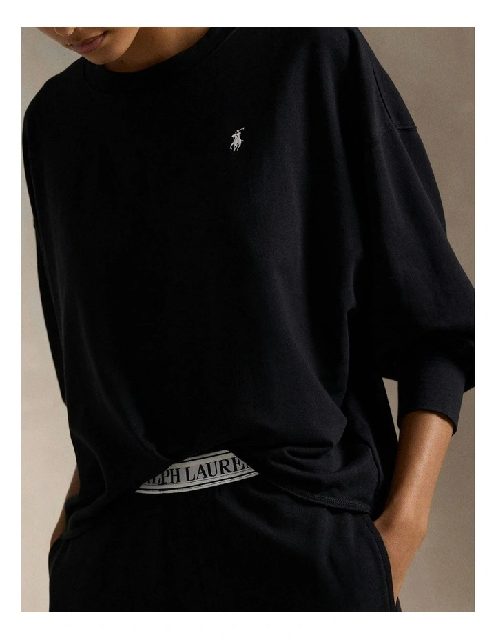 Club Terry Long Sleeve Cotton Jersey Pyjama Set in Polo Black image 3