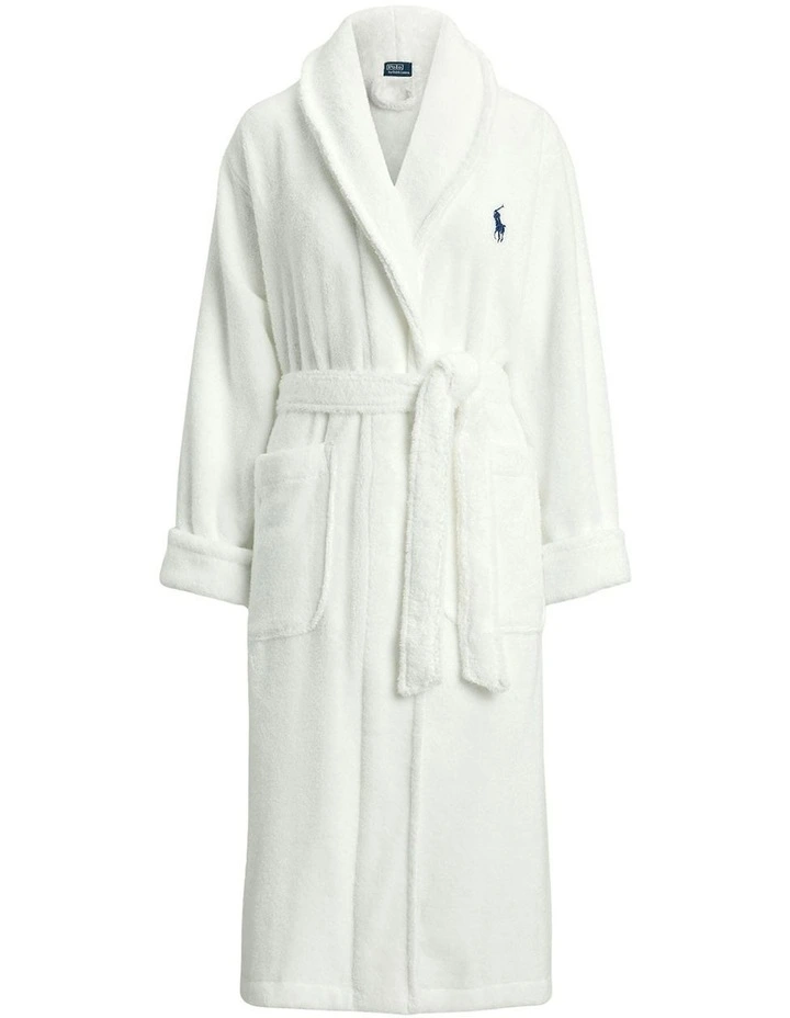 Polo Bear Short Woven Cotton Terry Robe in Tuxedo Bear image 5