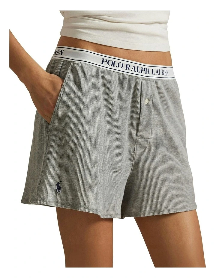 Club Waffle Cotton Boxer Short in Heather Grey image 3