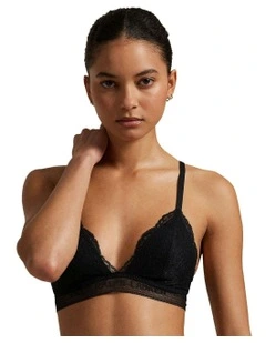 Love Collection Unpadded Triangle Lace Bralette in Onyx