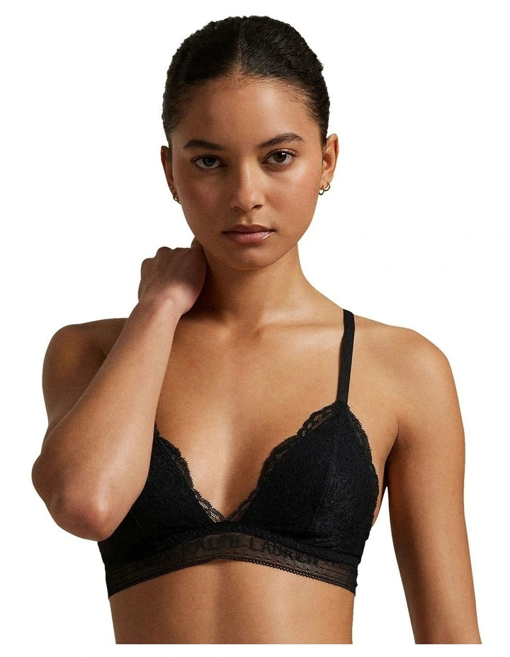 Love Collection Unpadded Triangle Lace Bralette in Onyx image 1