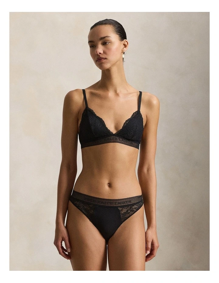 Love Collection Unpadded Triangle Lace Bralette in Onyx image 3