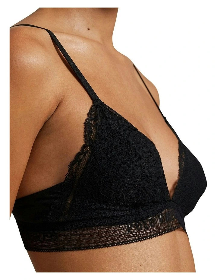 Love Collection Unpadded Triangle Lace Bralette in Onyx image 3
