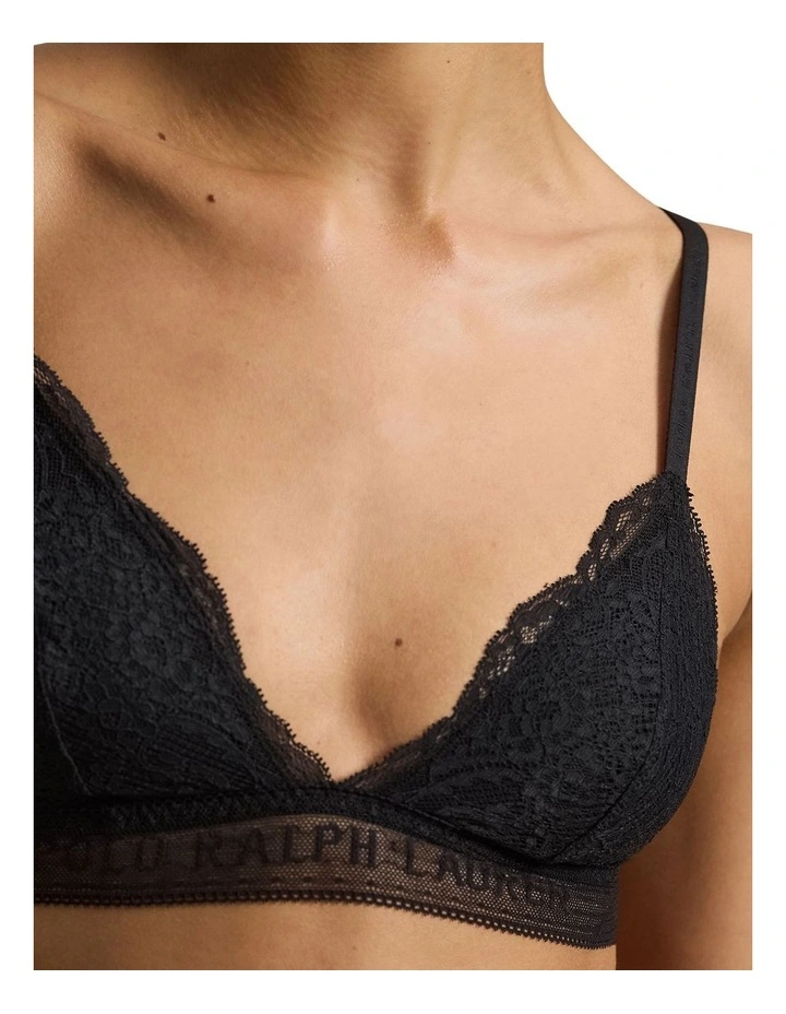 Love Collection Unpadded Triangle Lace Bralette in Onyx image 4