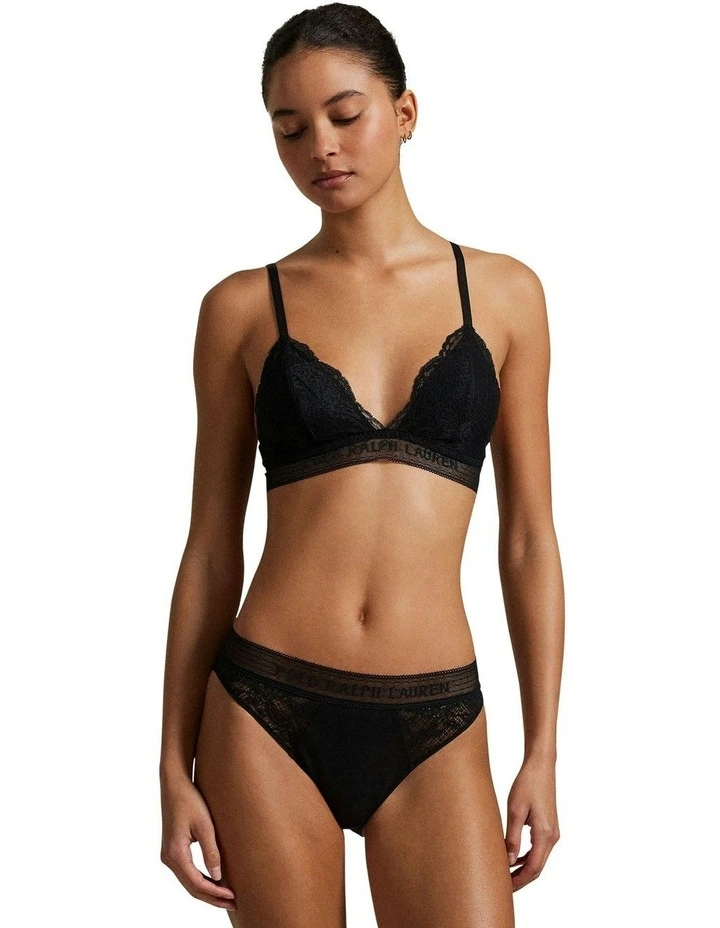 Love Collection Unpadded Triangle Lace Bralette in Onyx image 4