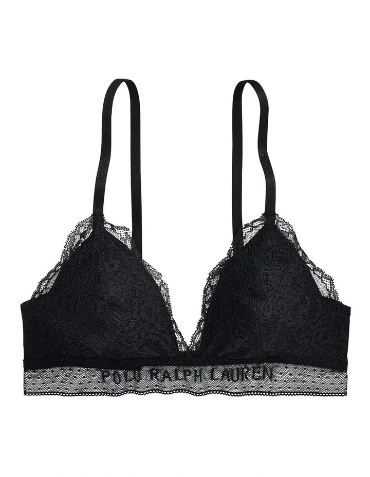 Love Collection Unpadded Triangle Lace Bralette in Onyx image 5