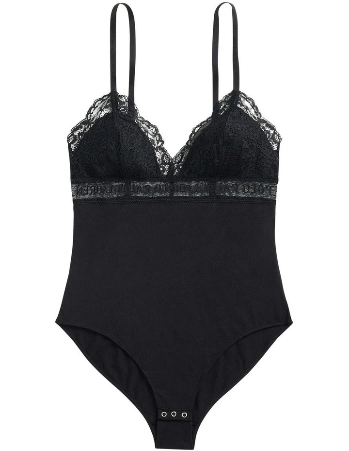 Love Collection Ribbed Cotton Blend Triangle Bodysuit in Onyx image 5