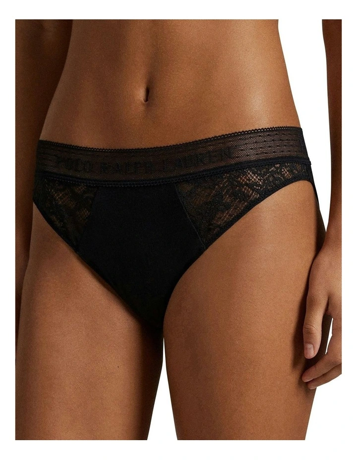 Love Collection Cotton & Lace Bikini Brief in Onyx image 1