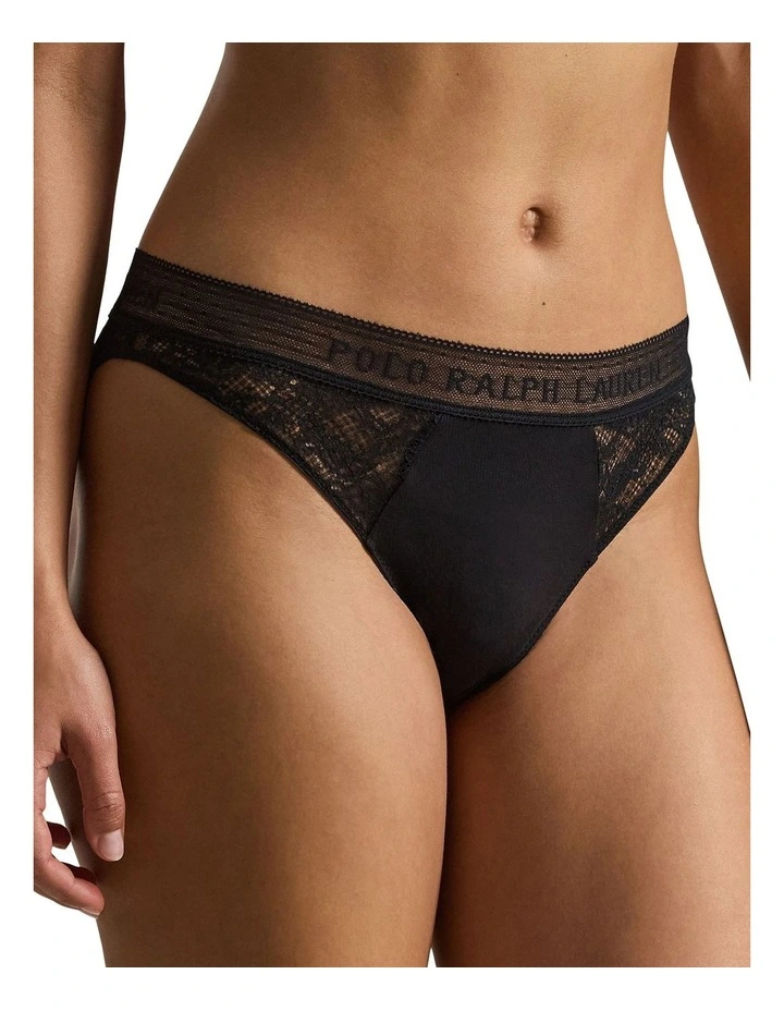 Love Collection Cotton & Lace Bikini Brief in Onyx image 1