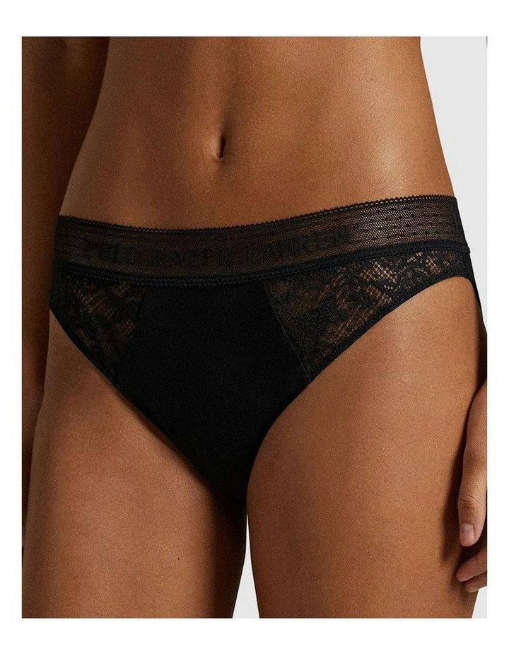 Love Collection Cotton & Lace Bikini Brief in Onyx image 1
