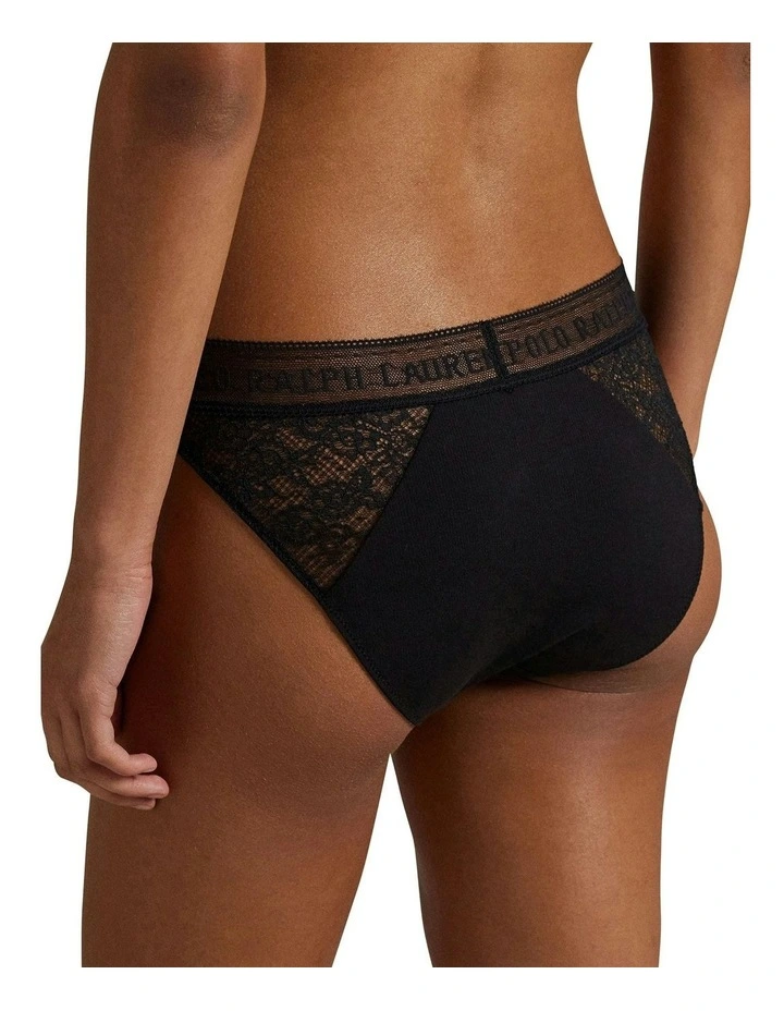 Love Collection Cotton & Lace Bikini Brief in Onyx image 2