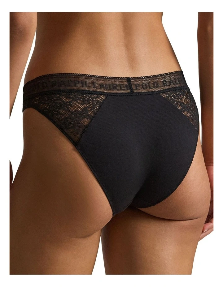 Love Collection Cotton & Lace Bikini Brief in Onyx image 2