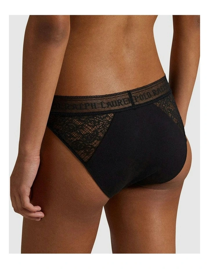 Love Collection Cotton & Lace Bikini Brief in Onyx image 2