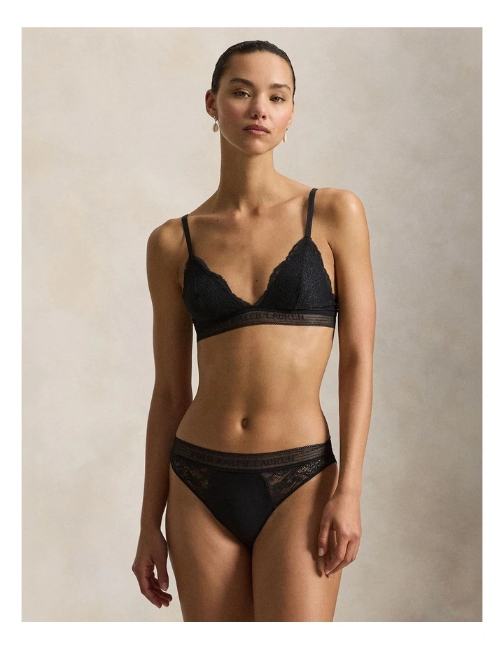 Love Collection Cotton & Lace Bikini Brief in Onyx image 3