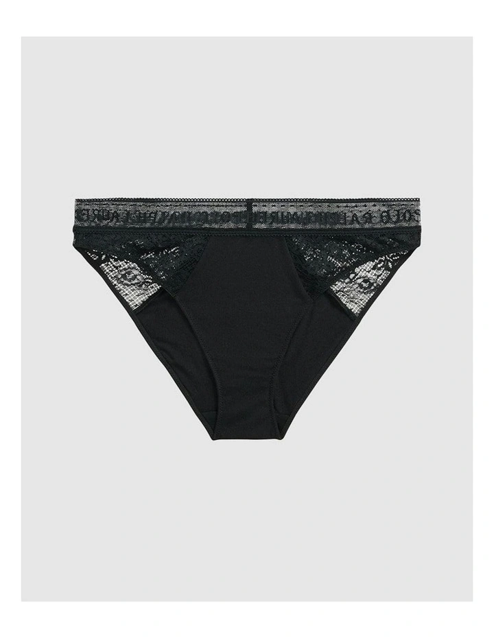 Love Collection Cotton & Lace Bikini Brief in Onyx image 3