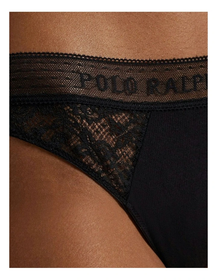 Love Collection Cotton & Lace Bikini Brief in Onyx image 4