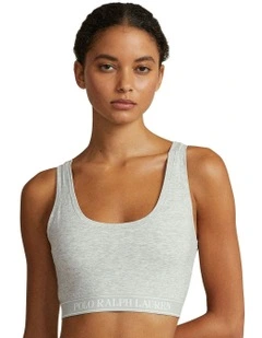 Polo Essentials Cotton Blend Cropped Tank Top Bra in Heather Grey