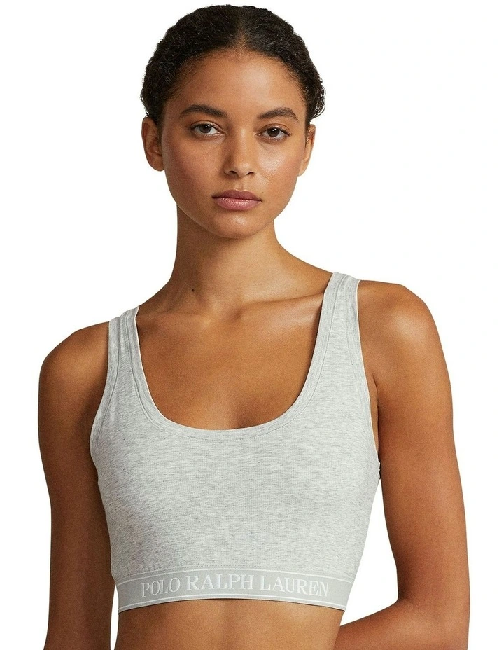 Polo Essentials Cotton Blend Cropped Tank Top Bra in Heather Grey image 1
