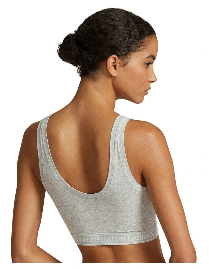 Polo Essentials Cotton Blend Cropped Tank Top Bra in Heather Grey image 2