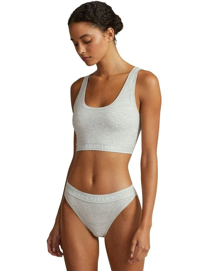 Polo Essentials Cotton Blend Cropped Tank Top Bra in Heather Grey image 3