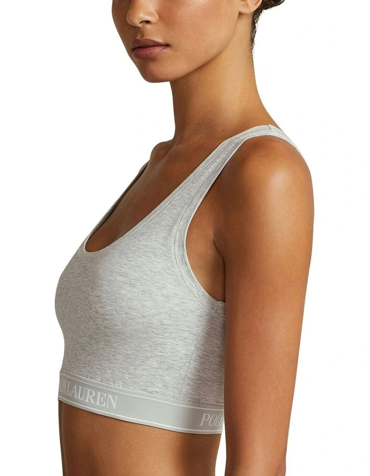 Polo Essentials Cotton Blend Cropped Tank Top Bra in Heather Grey image 4