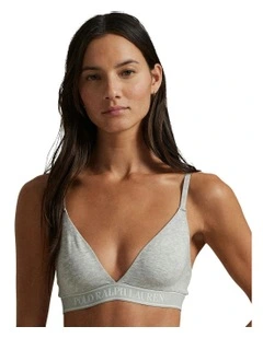 Polo Essentials Cotton Blend Unpadded Triangle Bralette in Heather Grey