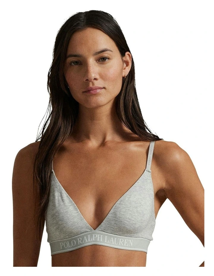 Polo Essentials Cotton Blend Unpadded Triangle Bralette in Heather Grey image 1