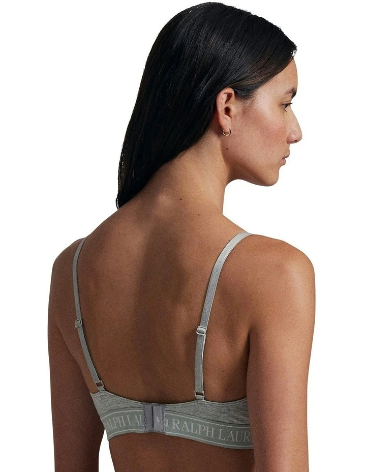 Polo Essentials Cotton Blend Unpadded Triangle Bralette in Heather Grey image 2