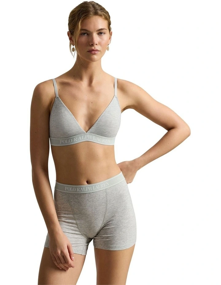 Essentials Cotton Blend Unpadded Triangle Bralette in Heather Grey image 3