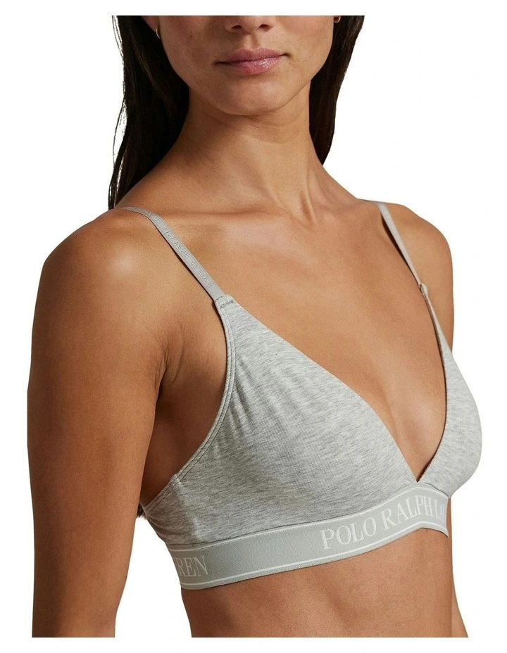 Polo Essentials Cotton Blend Unpadded Triangle Bralette in Heather Grey image 3