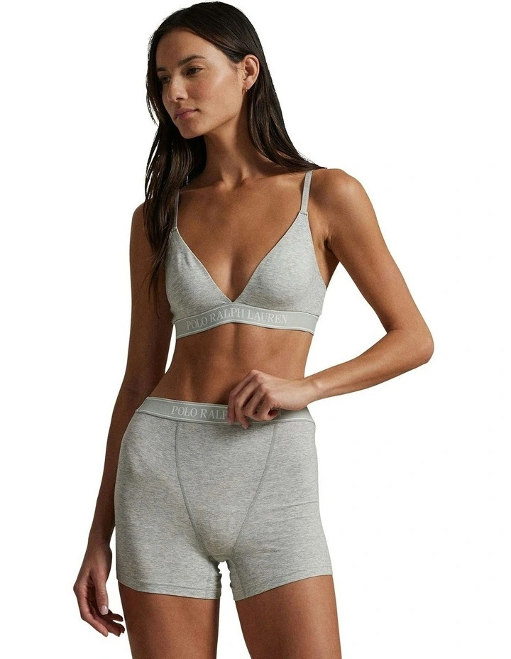 Polo Essentials Cotton Blend Unpadded Triangle Bralette in Heather Grey image 4