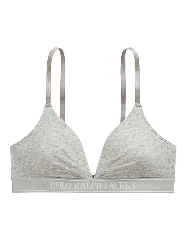 Polo Essentials Cotton Blend Unpadded Triangle Bralette in Heather Grey image 6