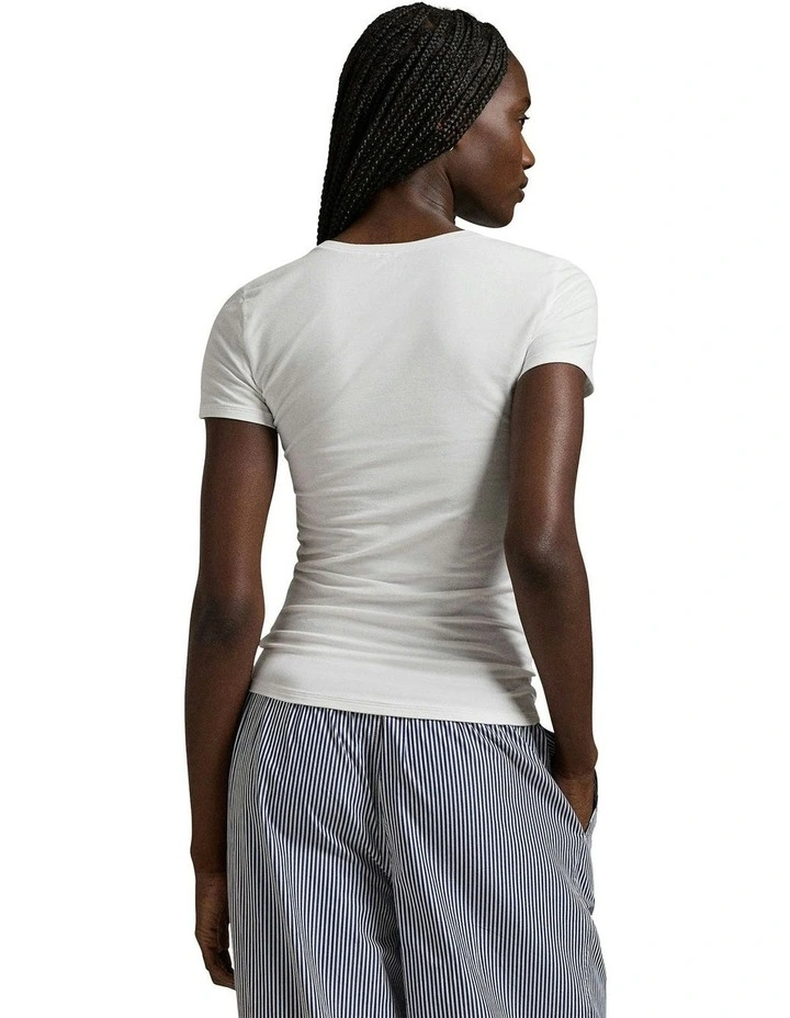 Club Cotton Short Sleeve Crew Neck Sleep T-Shirt in White Cloud image 2