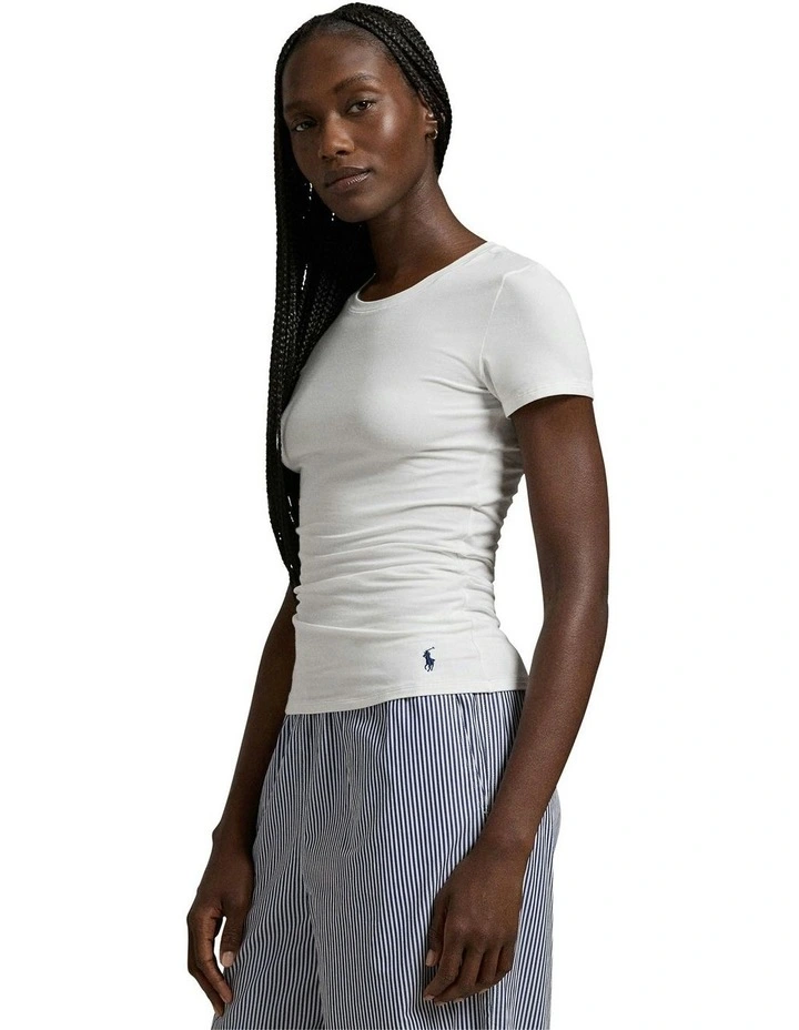 Club Cotton Short Sleeve Crew Neck Sleep T-Shirt in White Cloud image 3