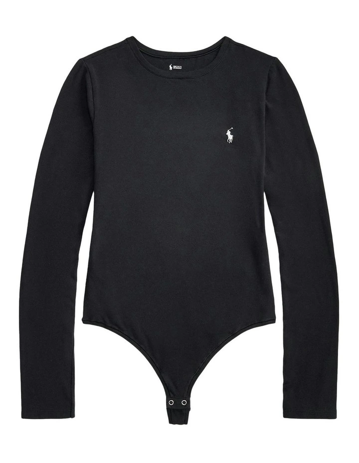 Club Cotton Long Sleeve Bodysuit Top in Onyx image 5