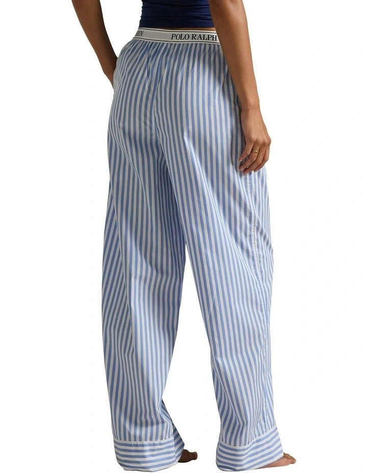 Shirting Stripes Pure Cotton Sleep Pant in White Cloud x Hydrangea image 2
