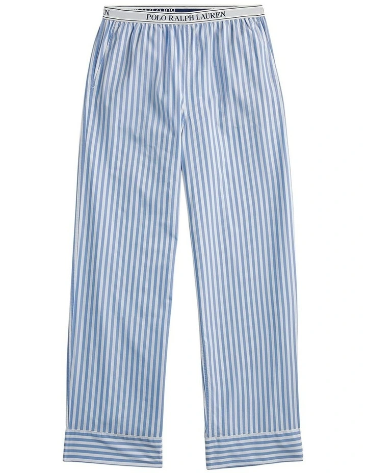 Shirting Stripes Pure Cotton Sleep Pant in White Cloud x Hydrangea image 4