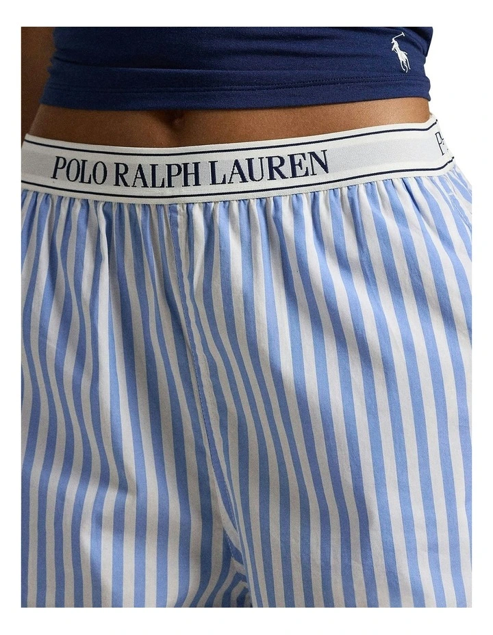 Shirting Stripes Pure Cotton Sleep Pant in White Cloud x Hydrangea image 5